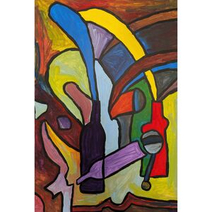 Acryl auf Papier, "Die Feier" (2024), 84x59cm--werky