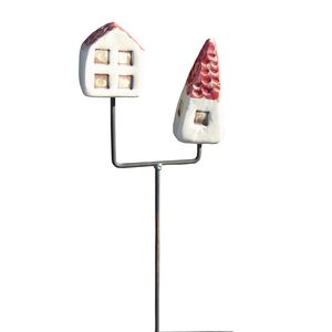 Keramikhäuser im 2er Set mit Metallstab--werky