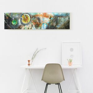 Acryl-Malerei auf Leinwand "Der Weltenwanderer", Galaxie, Unikat, 41 x 170 cm-Greifenwerkstatt-werky