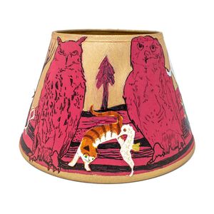 Einzigartiges Designobjekt Lampenschirm "Golden owls around", Unikat-Pommerscher Diakonieverein-werky